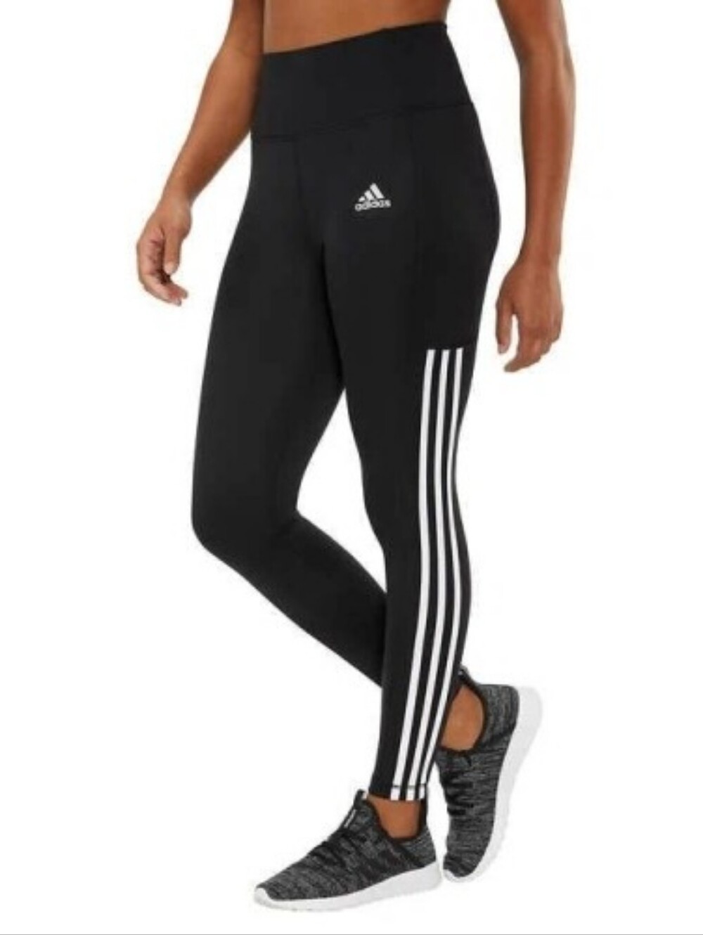 Adidas - 3 Stripe 7/8 Running Tights Leggings ED6990 | Black & White | Small